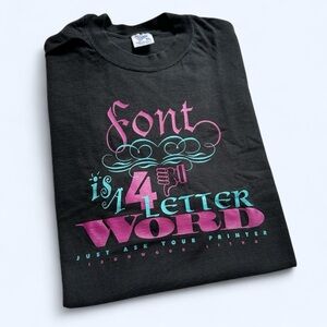 Vintage 1990s Black Lithography Graphic T-Shirt with Colorful Print XL